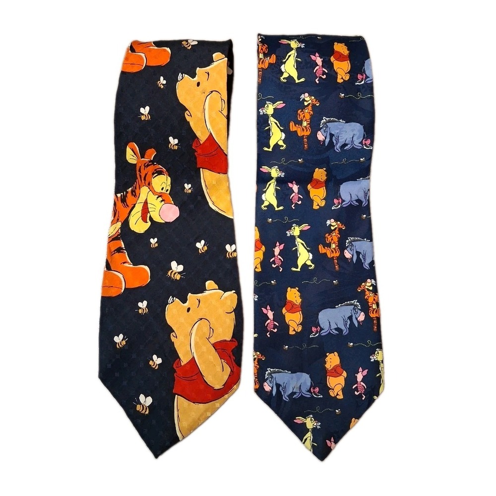 Disney Winnie The Pooh Tie Lot Of 2 Silk Tie Workwear Business Formal Casual